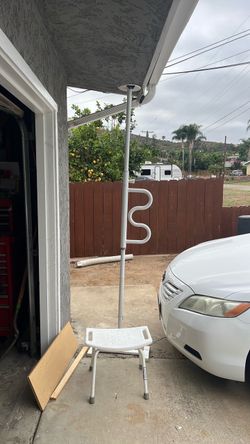 Shower Chair and Grab Bar Pole Set