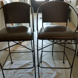 Wrought Iron And Leather Stools 2 Of Them 