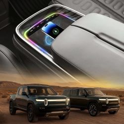Wireless Phone Charger fit for Rivian R1T/R1S 15W Armrest Fast Charger fit for Rivian Center Console with RGB Ambient Lighting for 2022-2024 R1S/R1T A