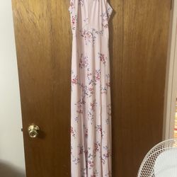 Light Pink Floral Double Split Maxi Dress Xs/s Brand New 58 Retail See My Page For More 