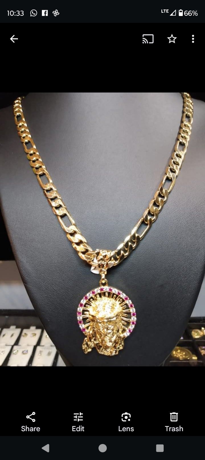AMWRICAN GOLDFILLED JEAUS CHARM CZ AND CHAIN