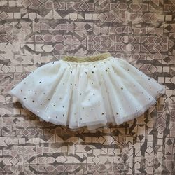 Little Cuties 0-6M Girl's Cream Tutu with Shiny Gold Moon and Stars