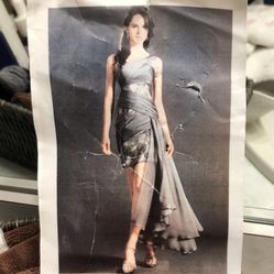 Dramatic Chocolate-Brown Beaded Bollywood Dress w/1-Shoulder & Side Train (S/4-6)