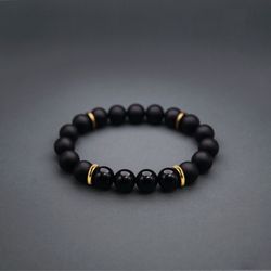 Bracelet simple student Korean version obsidian volcanic stone male Internet celebrity retro snowflake bracelet girlfriend gift