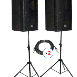 Yamaha DHR10 700W 10” Powered Loudspeaker Pair with Stands and Cables