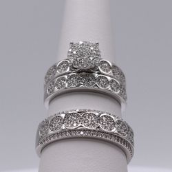 925 Silver Wedding Ring Set