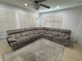 Grey recliner sectional sofa