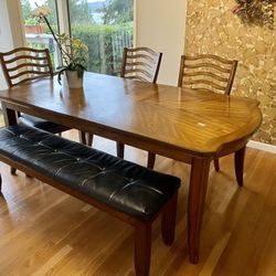 Dining Table Set With 3 Dining Chairs And Dining Bench