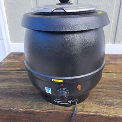 New Superior Commercial Soup Kettel Cooker/Warmer with Hinged Lid and Detachable Stainless Steel Insert Pot (Black)  