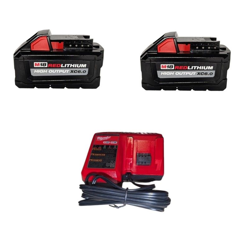 2- Milwaukee 6.0 High Output Batteries With Charger All Brand New In Box