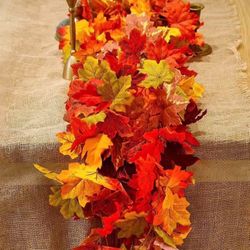 3 PCS Fall Maple Leaves Garland, Party Joy 5.6Ft Artificial Maple Leaf Autumn Garland Hanging Fall V