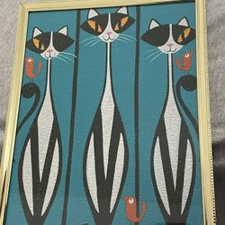 Retro Siamese trio art