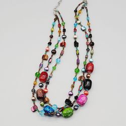 Vintage Beaded Multicolor Necklace 