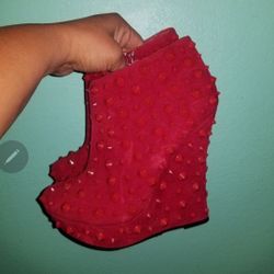 Red Sheik studded Booties..5 inch heel...Size 6 1/2 womens..Really cute!