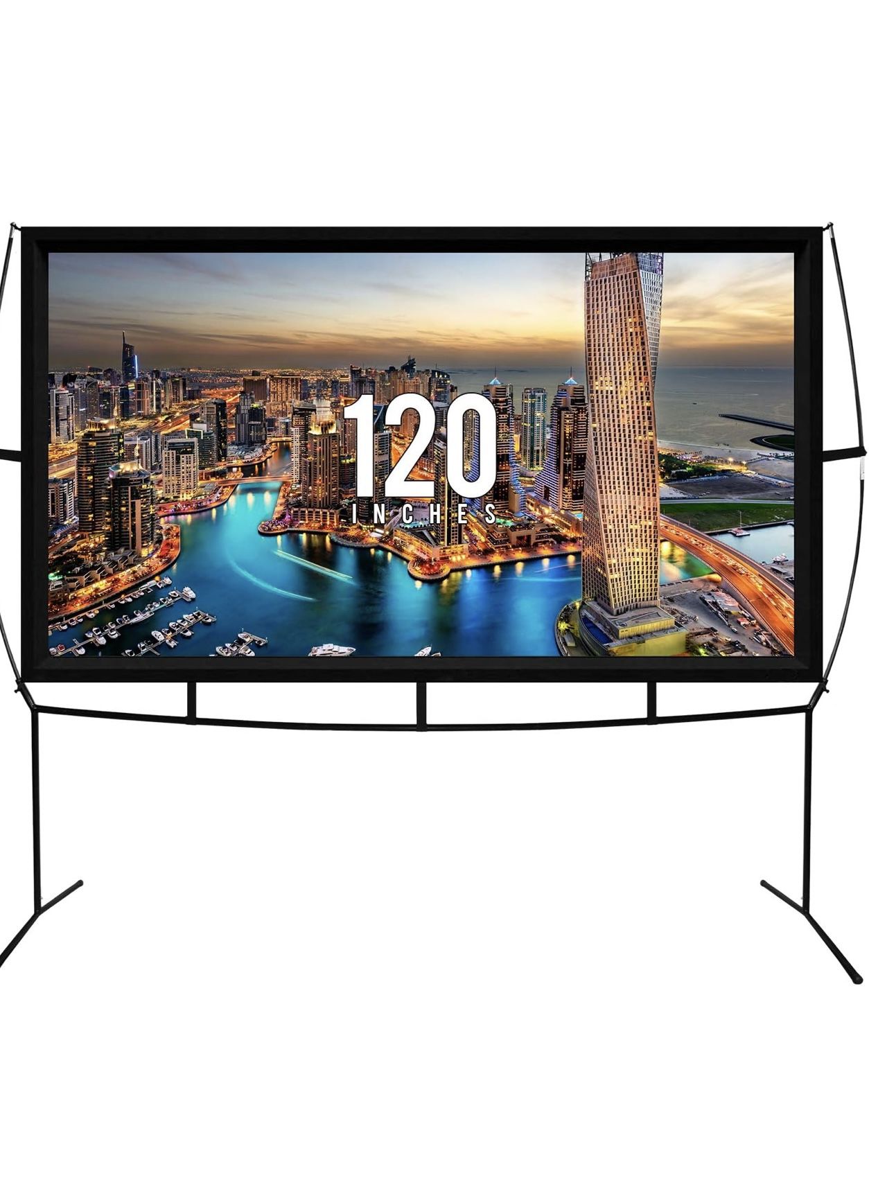 Portable Projector Screen - 120 Inch Projector Screen with Stand - Outdoor and Indoor Projector Screen for Movie Nights, Home Theatre, and Presentatio