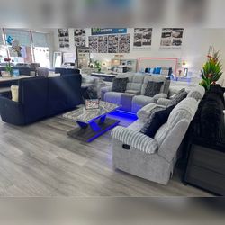 2 Pieces Gray Color Glider Recliner sofa set