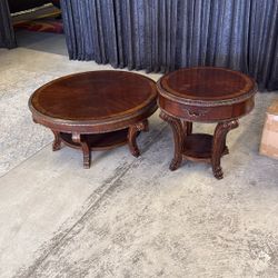 Elegant Solid Wood Coffee & Side Table Set – Vintage Style