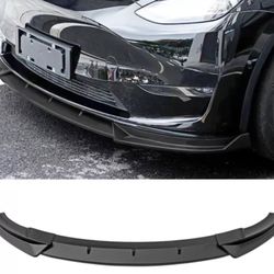 Fit 20-22 Tesla Y 3PCS Front Bumper Lip Spoiler PP IKON Style Matte Black