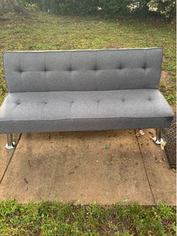 Grey convertible Futon Sofa bed adjustable sleeper with charging port