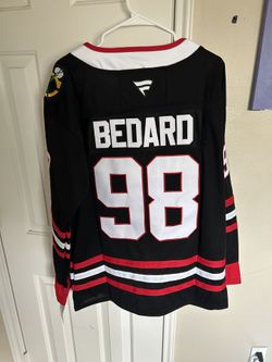 Connor Bedard Black and red Chicago Blackhawks jersey size m