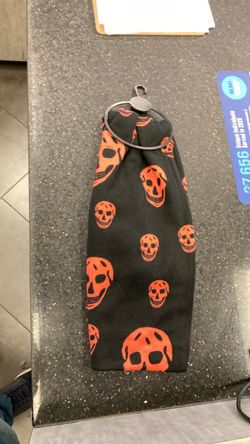 Black Skull Print Hanging Kitchen Towel