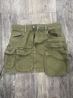 Olive Green Cargo Mini Skirt