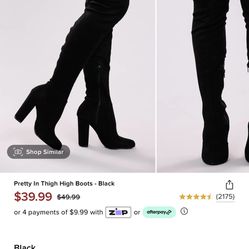 Fashion Nova- Black Thigh Boots 