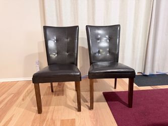 Dark Brown Faux Leather Side Chairs