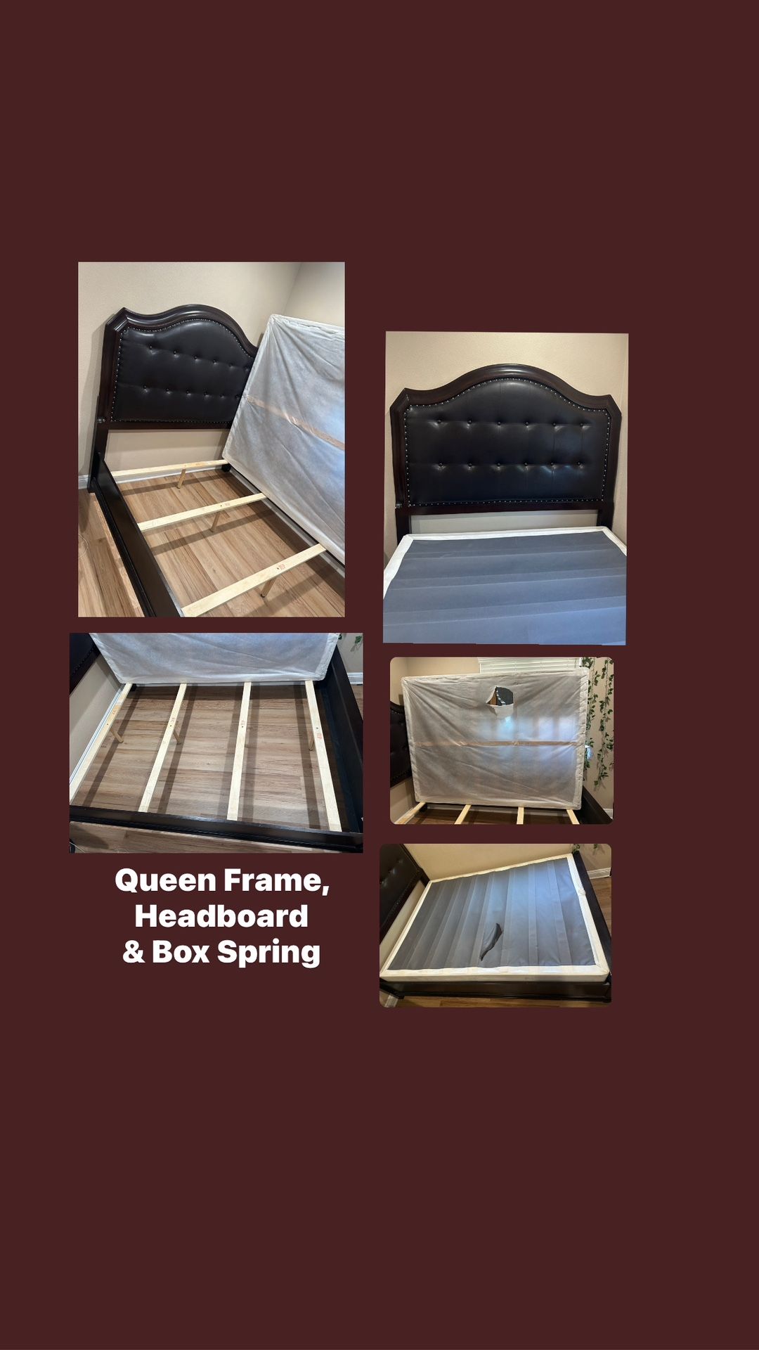 QUEEN BED SET (Frame, Headboard, Spring Box)