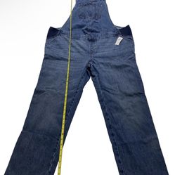 OLD NAVY MATERNITY SIDE-PANEL SLOUCHY STRAIGHT JEAN OVERALLS KARINA BLUE WASH 14