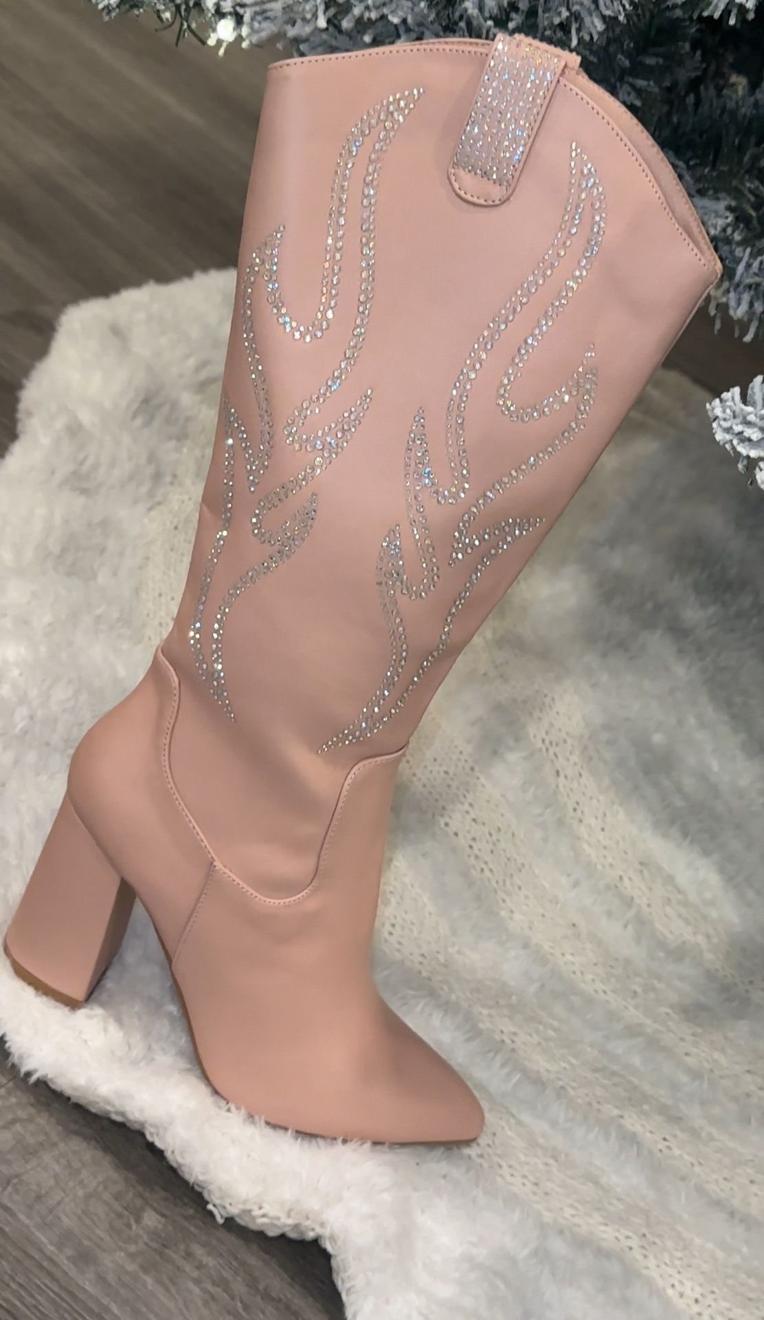 Mauve Pink Rhinestone Cowboy Cowgirl Boots (various Sizes) 