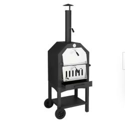 25.98 in. Wood Fired Outdoor Pizza Oven in Black