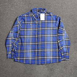 Thug Club Holy Sword Print Plaid Long Sleeve Shirt