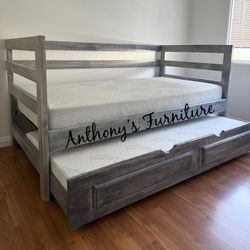 New Twin Bed With Trundle And Mattresses 