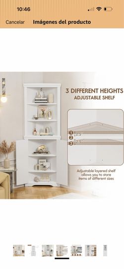 Flamaker White Corner Storage Cabinet