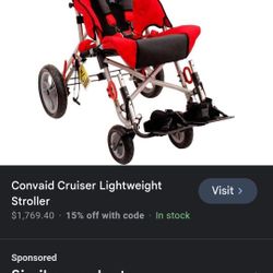 Convaid Cruiser Stroller Holds Up To 250lb