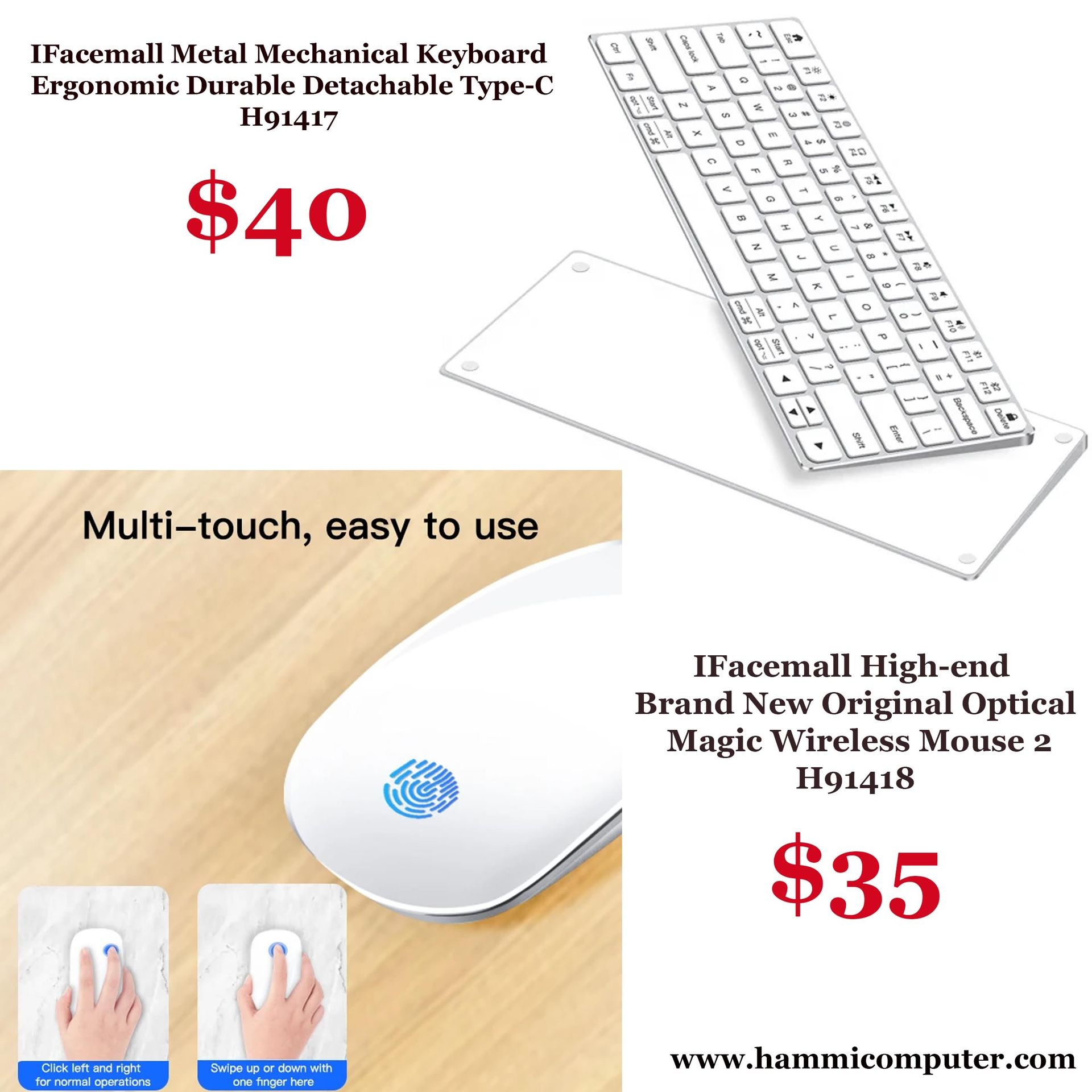 IFacemall Metal Mechanical Keyboard & IFacemall Magic Wireless Mouse