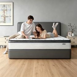 Queen Mattress,12 Inch Queen Size Mattress in a Box, Medium Firm Individual Pocket Springs Blocks Motion Transfer,Even Body Pressure Relief,Comfortabl