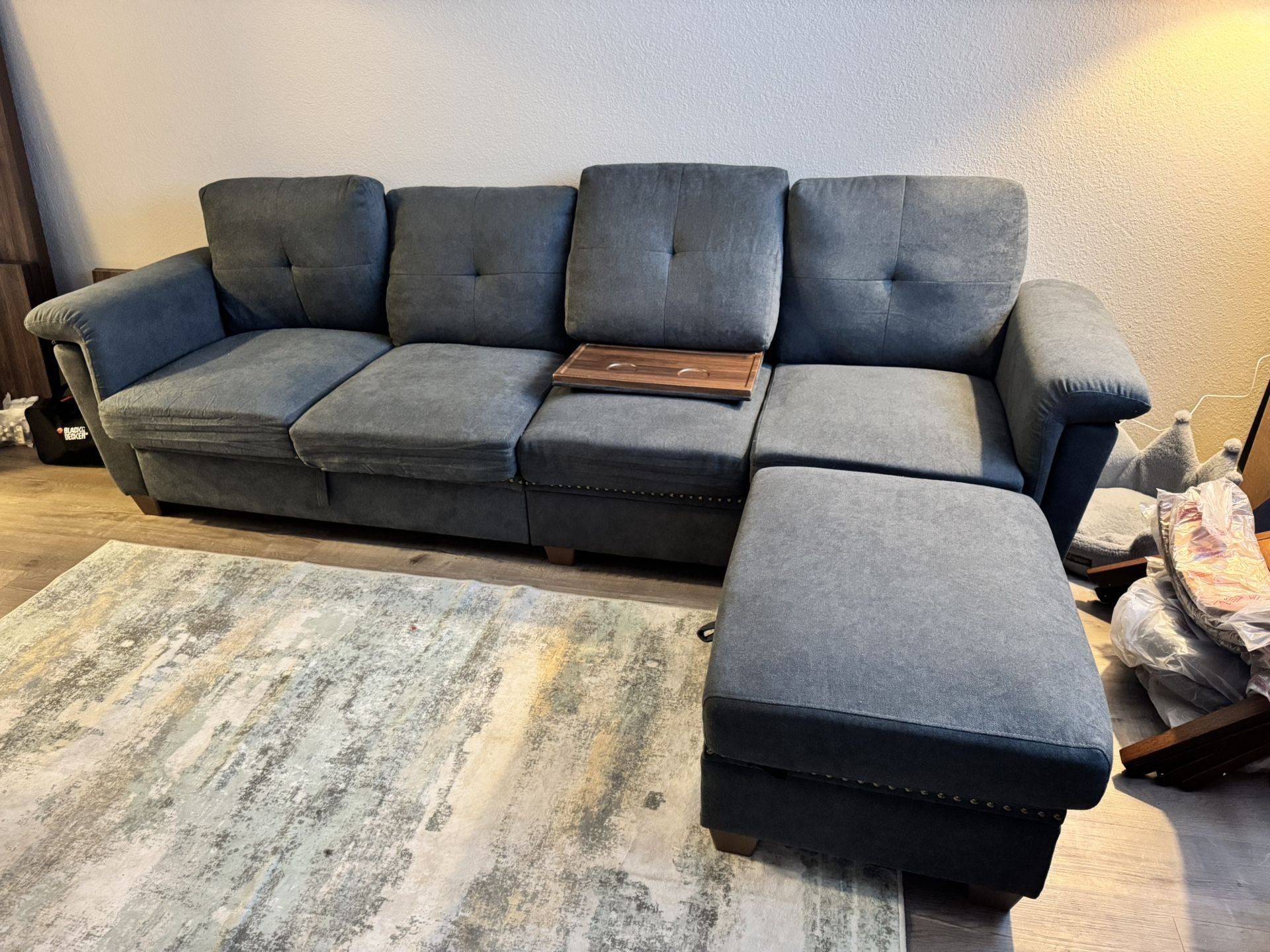 L-Shaped Sectional Couch W/ Storage- Great deal Pickup Only! New!