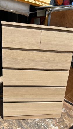 IKEA dresser tall chest 6-drawer oak veneer light brown L32”*D19”*H49”(address in description) 👇delivery 🚚 available within 15 miles for extra $55 d