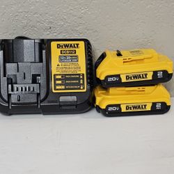 Dewalt 20V  Charger And Two Batteries 2.0 Ah Brand New 