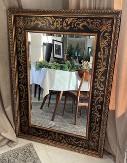 Vintage/Antique Black & Gold Mirror (Wooden Frame)