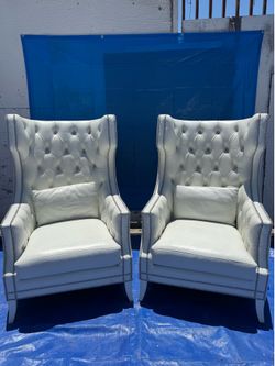 White Leather Wingback Chairs