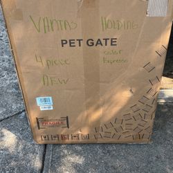 VANTAS HOLDING Pet Gate 4 Piece Color EXPRESSO  NEW IN BOX  PLEASE READ ALL BELOW 
