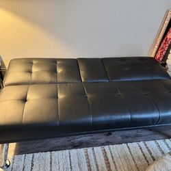 Black Leather Futon 