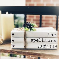 Personalized Home Decor Book Stacks