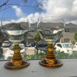 Pair Of Roemer MCM Wine Glasses-amber base