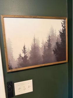 Wood framed wall art - trees forest.