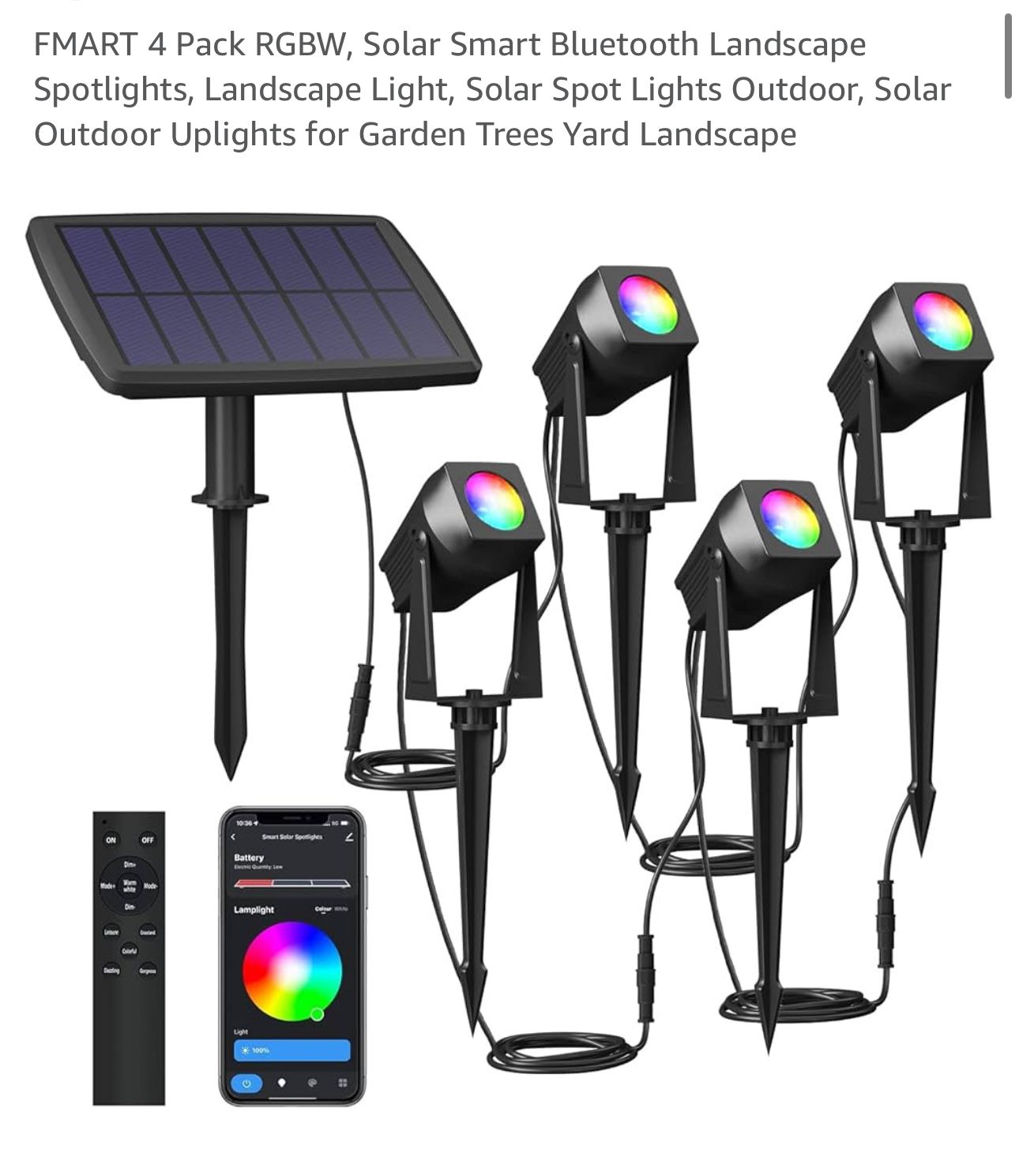 FMART SMART Solar RGB Landscape Light Pk 4