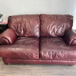 Burgundy Red Leather Couch